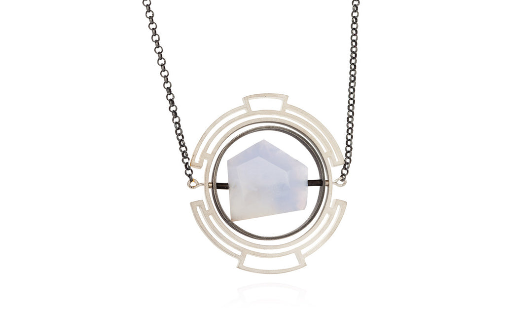 Silver large orbit necklace