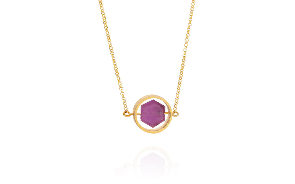 Golden circle ruby necklace