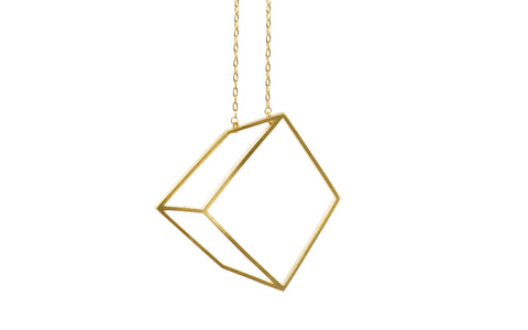 Golden large cuboid necklace