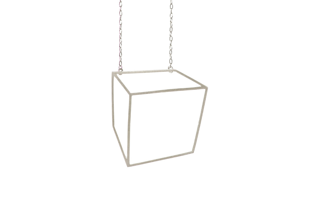 Silver large cuboid necklace